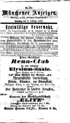 Münchener Anzeiger (Münchner neueste Nachrichten) Dienstag 8. Oktober 1867