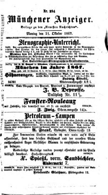 Münchener Anzeiger (Münchner neueste Nachrichten) Montag 21. Oktober 1867