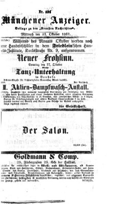 Münchener Anzeiger (Münchner neueste Nachrichten) Mittwoch 23. Oktober 1867