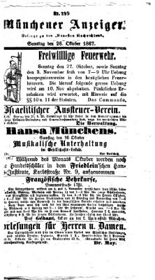 Münchener Anzeiger (Neueste Nachrichten aus dem Gebiete der Politik) Samstag 26. Oktober 1867
