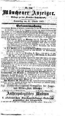 Münchener Anzeiger (Münchner neueste Nachrichten) Donnerstag 31. Oktober 1867