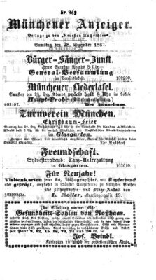 Münchener Anzeiger (Münchner neueste Nachrichten) Samstag 28. Dezember 1867