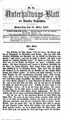 Neueste Nachrichten aus dem Gebiete der Politik (Münchner neueste Nachrichten) Donnerstag 21. März 1867