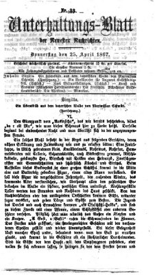 Neueste Nachrichten aus dem Gebiete der Politik (Münchner neueste Nachrichten) Donnerstag 25. April 1867