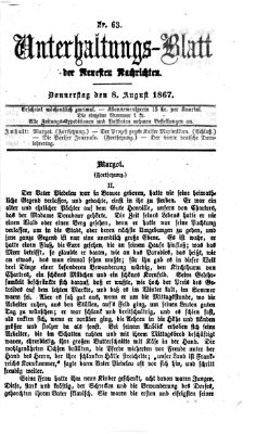 Neueste Nachrichten aus dem Gebiete der Politik (Münchner neueste Nachrichten) Donnerstag 8. August 1867