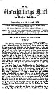 Neueste Nachrichten aus dem Gebiete der Politik Donnerstag 29. August 1867