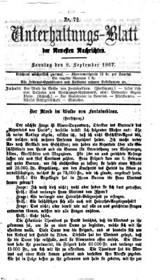 Neueste Nachrichten aus dem Gebiete der Politik (Münchner neueste Nachrichten) Sonntag 8. September 1867