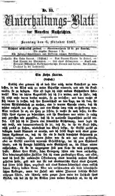 Neueste Nachrichten aus dem Gebiete der Politik (Münchner neueste Nachrichten) Sonntag 6. Oktober 1867