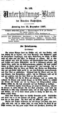 Neueste Nachrichten aus dem Gebiete der Politik (Münchner neueste Nachrichten) Sonntag 22. Dezember 1867