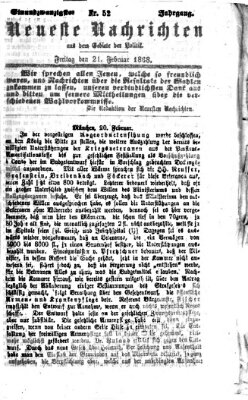 Neueste Nachrichten aus dem Gebiete der Politik (Münchner neueste Nachrichten) Freitag 21. Februar 1868