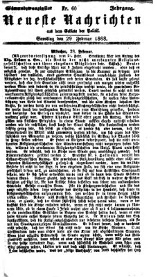 Neueste Nachrichten aus dem Gebiete der Politik Samstag 29. Februar 1868