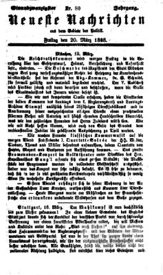 Neueste Nachrichten aus dem Gebiete der Politik (Münchner neueste Nachrichten) Freitag 20. März 1868