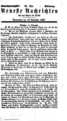 Neueste Nachrichten aus dem Gebiete der Politik (Münchner neueste Nachrichten) Donnerstag 19. November 1868