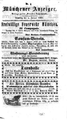 Münchener Anzeiger (Neueste Nachrichten aus dem Gebiete der Politik) Samstag 4. Januar 1868