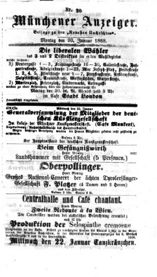 Münchener Anzeiger (Neueste Nachrichten aus dem Gebiete der Politik) Montag 20. Januar 1868