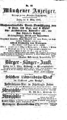 Münchener Anzeiger (Neueste Nachrichten aus dem Gebiete der Politik) Freitag 6. März 1868
