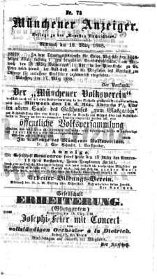 Münchener Anzeiger (Neueste Nachrichten aus dem Gebiete der Politik) Mittwoch 18. März 1868