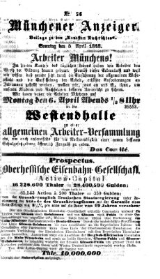 Münchener Anzeiger (Münchner neueste Nachrichten) Sonntag 5. April 1868