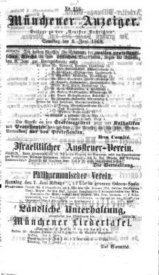 Münchener Anzeiger (Münchner neueste Nachrichten) Samstag 6. Juni 1868