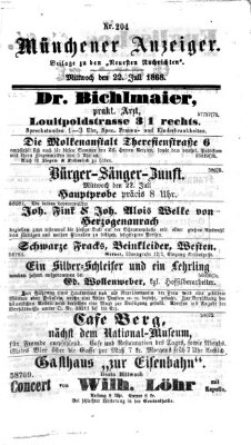 Münchener Anzeiger (Münchner neueste Nachrichten) Mittwoch 22. Juli 1868