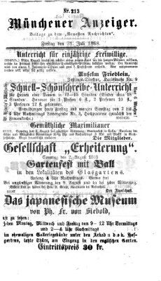 Münchener Anzeiger (Münchner neueste Nachrichten) Freitag 31. Juli 1868