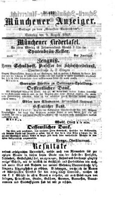 Münchener Anzeiger (Münchner neueste Nachrichten) Sonntag 9. August 1868