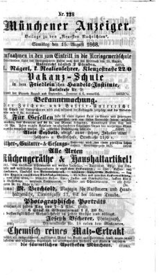 Münchener Anzeiger (Münchner neueste Nachrichten) Samstag 15. August 1868