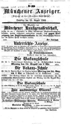 Münchener Anzeiger (Münchner neueste Nachrichten) Samstag 22. August 1868
