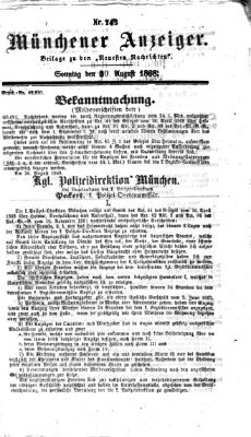 Münchener Anzeiger (Münchner neueste Nachrichten) Sonntag 30. August 1868