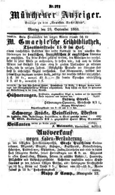 Münchener Anzeiger (Neueste Nachrichten aus dem Gebiete der Politik) Montag 28. September 1868