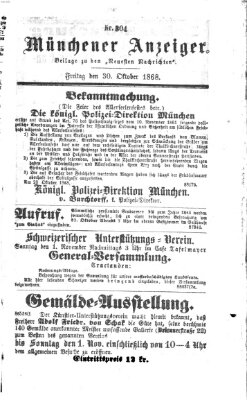 Münchener Anzeiger (Münchner neueste Nachrichten) Freitag 30. Oktober 1868