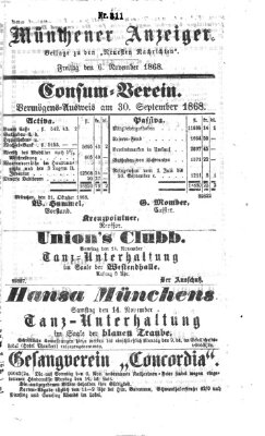 Münchener Anzeiger (Münchner neueste Nachrichten) Freitag 6. November 1868