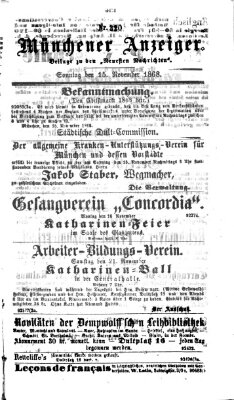 Münchener Anzeiger (Münchner neueste Nachrichten) Sonntag 15. November 1868