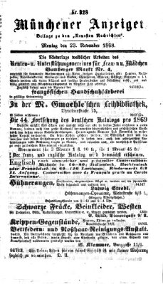 Münchener Anzeiger (Münchner neueste Nachrichten) Montag 23. November 1868
