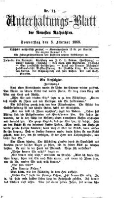 Neueste Nachrichten aus dem Gebiete der Politik (Münchner neueste Nachrichten) Donnerstag 6. Februar 1868
