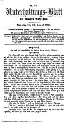 Neueste Nachrichten aus dem Gebiete der Politik (Münchner neueste Nachrichten) Sonntag 23. August 1868