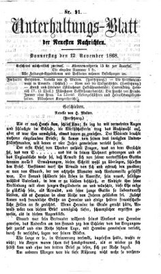 Neueste Nachrichten aus dem Gebiete der Politik Donnerstag 12. November 1868