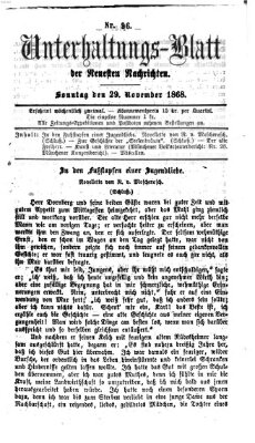 Neueste Nachrichten aus dem Gebiete der Politik Sonntag 29. November 1868