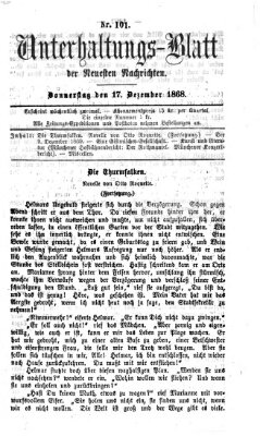 Neueste Nachrichten aus dem Gebiete der Politik (Münchner neueste Nachrichten) Donnerstag 17. Dezember 1868