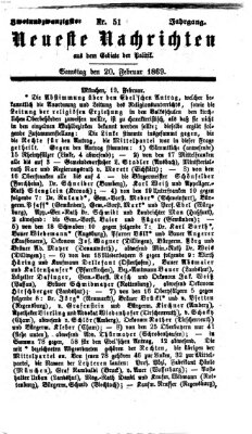 Neueste Nachrichten aus dem Gebiete der Politik Samstag 20. Februar 1869