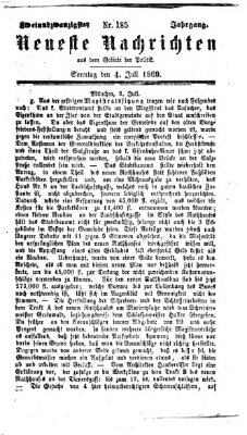 Neueste Nachrichten aus dem Gebiete der Politik (Münchner neueste Nachrichten) Sonntag 4. Juli 1869