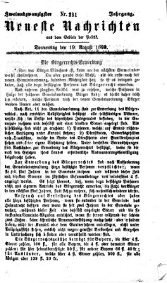 Neueste Nachrichten aus dem Gebiete der Politik (Münchner neueste Nachrichten) Donnerstag 19. August 1869
