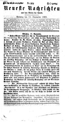 Neueste Nachrichten aus dem Gebiete der Politik Sonntag 19. September 1869