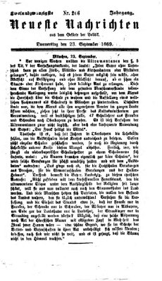 Neueste Nachrichten aus dem Gebiete der Politik Donnerstag 23. September 1869
