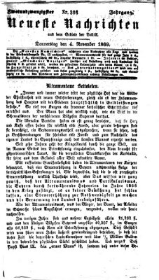 Neueste Nachrichten aus dem Gebiete der Politik Donnerstag 4. November 1869