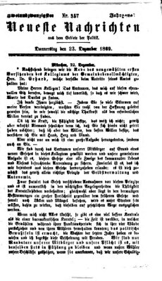 Neueste Nachrichten aus dem Gebiete der Politik (Münchner neueste Nachrichten) Donnerstag 23. Dezember 1869