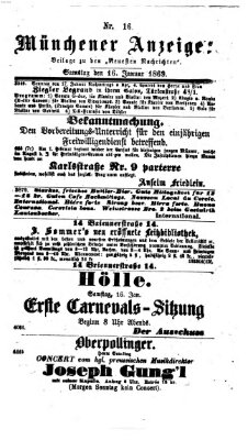 Münchener Anzeiger (Neueste Nachrichten aus dem Gebiete der Politik) Samstag 16. Januar 1869
