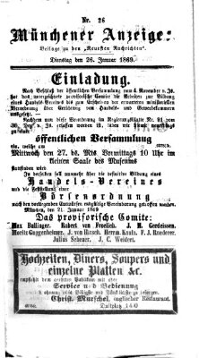 Münchener Anzeiger (Neueste Nachrichten aus dem Gebiete der Politik) Dienstag 26. Januar 1869