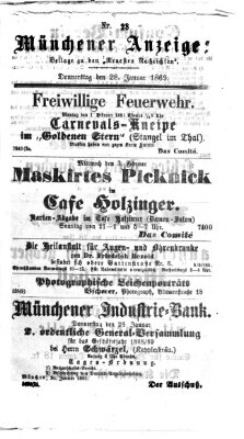 Münchener Anzeiger (Münchner neueste Nachrichten) Donnerstag 28. Januar 1869