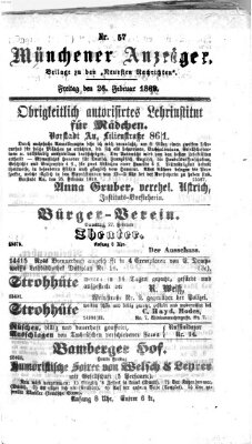 Münchener Anzeiger (Münchner neueste Nachrichten) Freitag 26. Februar 1869